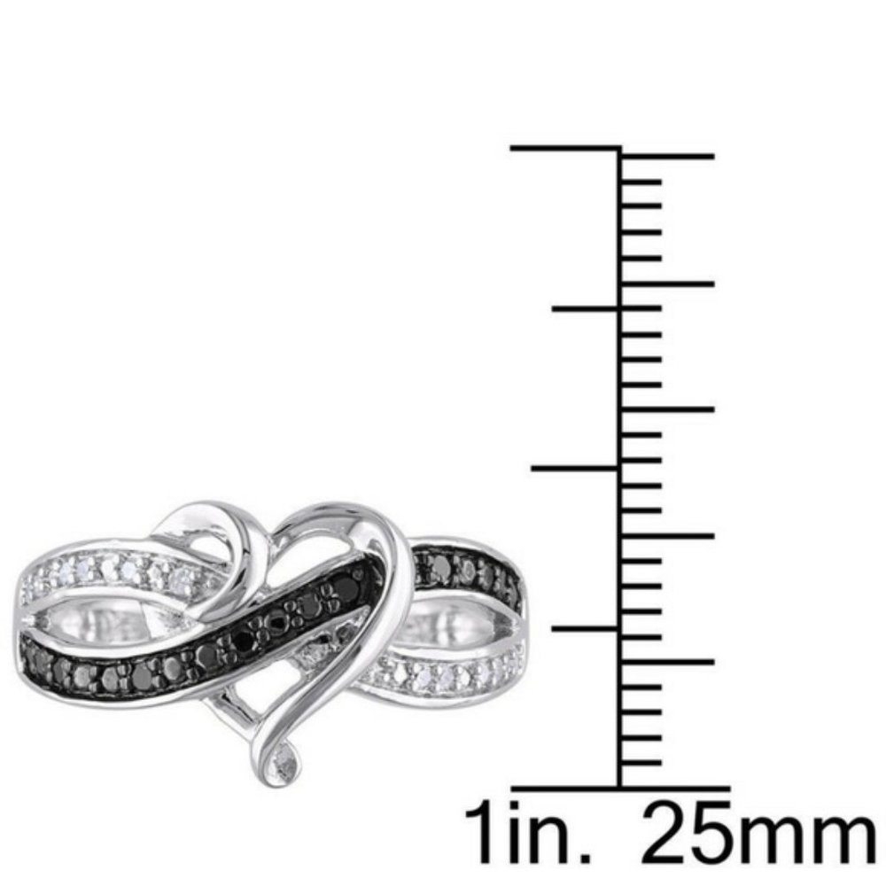 Romantic 925 Silver  Black White Sapphire Ring New - Picture 2 of 2